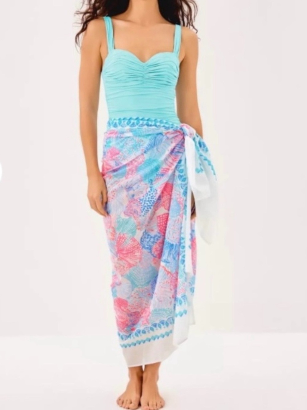 Lilly Pulitzer Roar of the Sea Pareo OS Sarong Shawl Scarf Cover Up Nautical